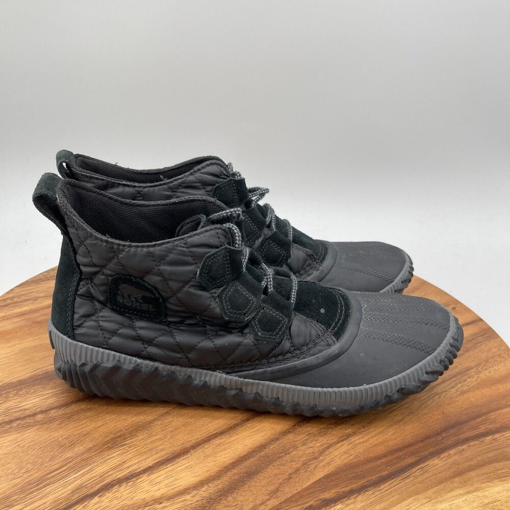Sorel Out N About Plus Shoes Womens Size 11 Black Waterproof Quilted Casual